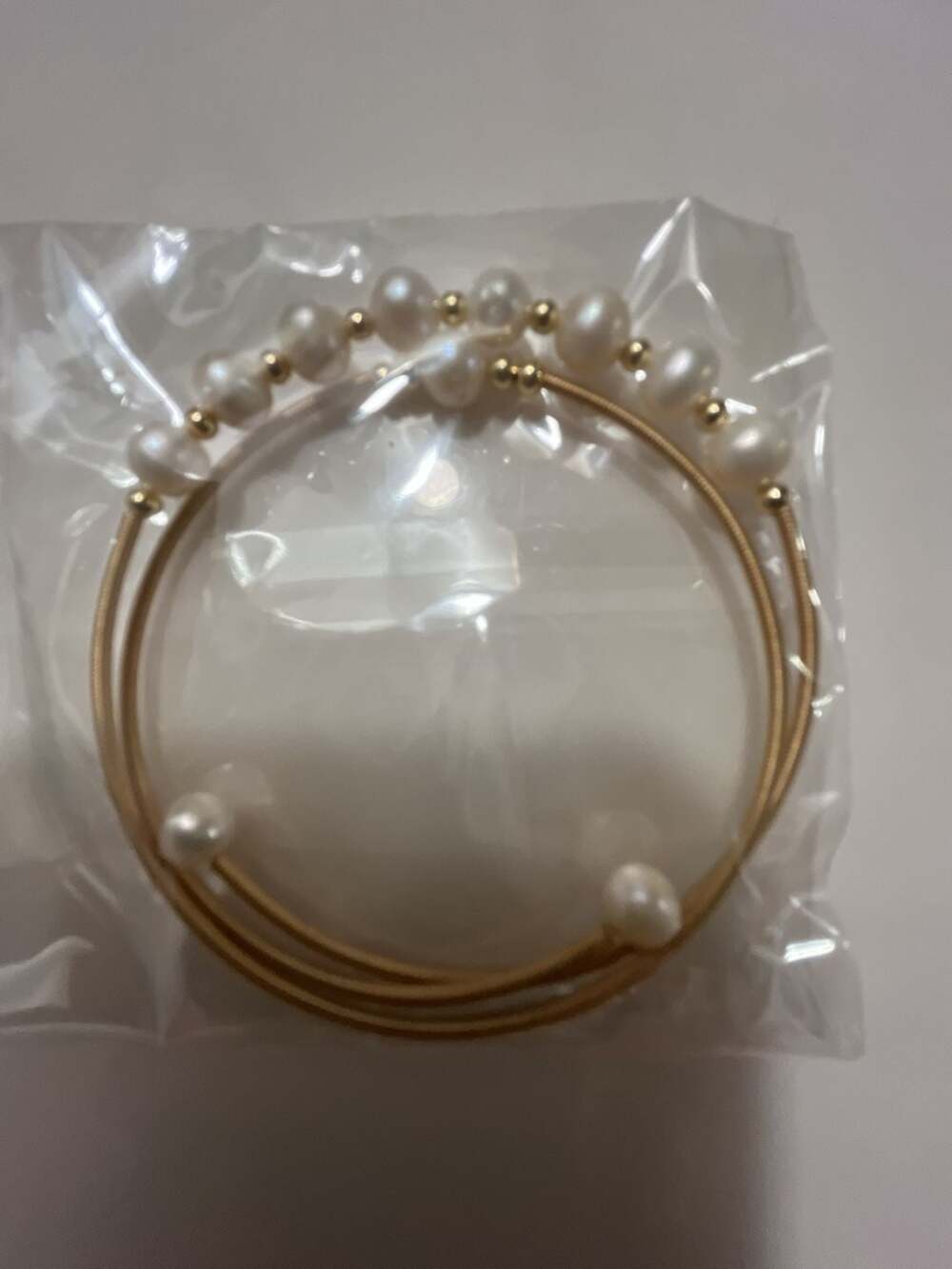 Freshwater Pearl and Gold Tone Coil Wrap Bracelet
